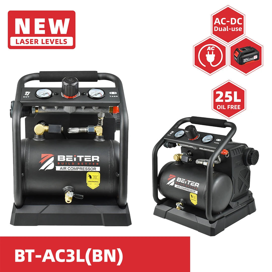 BEITER BT-AC3L Cordless and Corded Air Compressor | AC/DC Dual Use | 18V/20V | 8 Bar | 3L Tank |