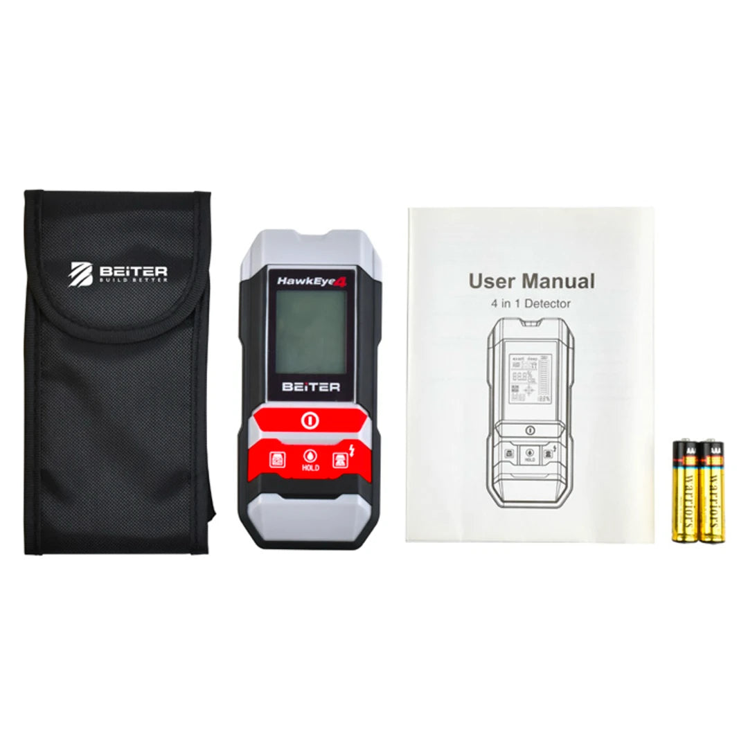 Beiter Hawkeye 4 4-in-1 Digital Detector | Metal, Wood, Live Wire and Moisture Detection