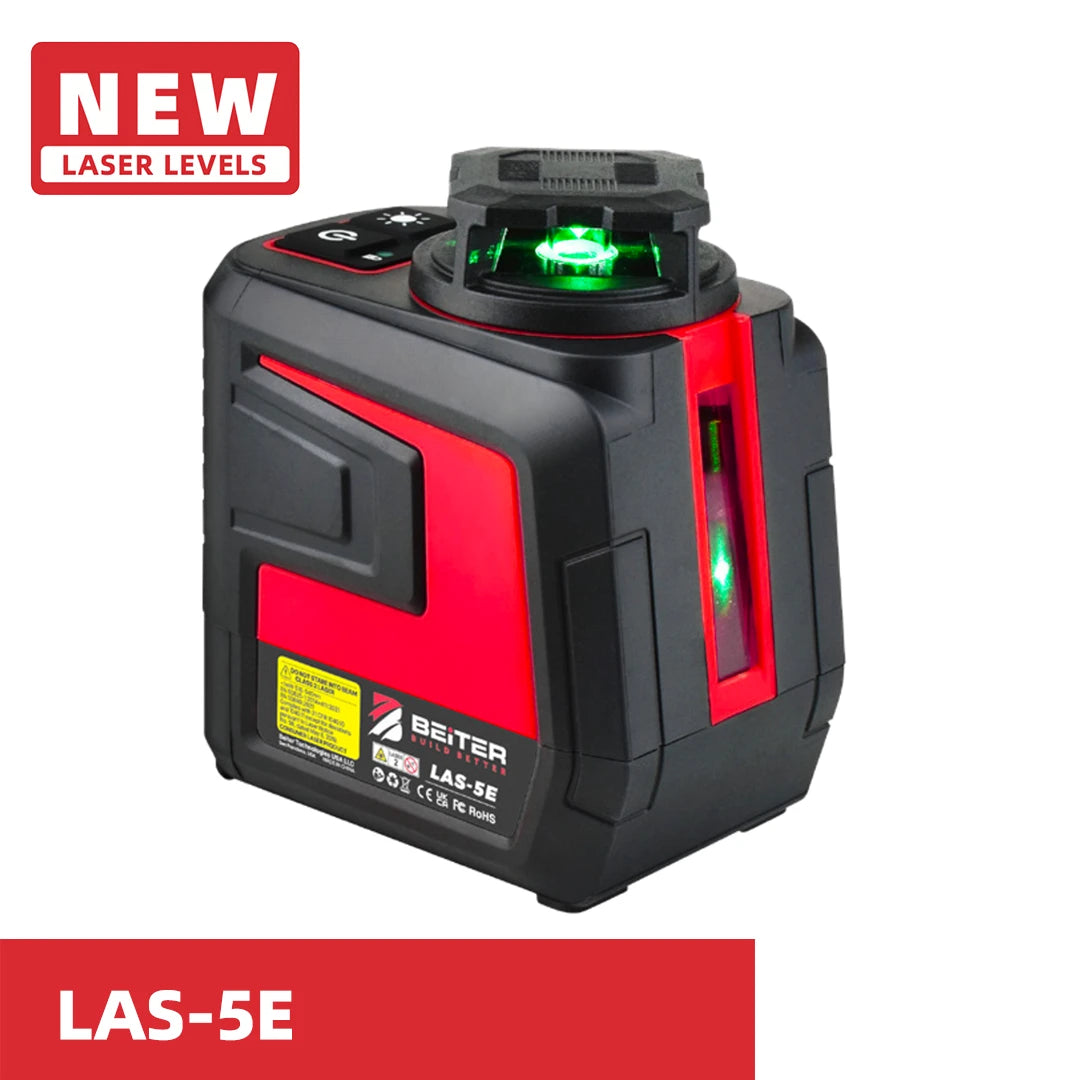 Beiter LAS-5E 5-Line Green Laser Level - Rotatable Lens | 360° Coverage |