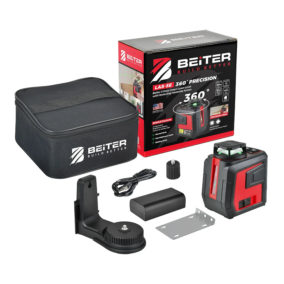 Beiter LAS-5E 5-Line Green Laser Level - Rotatable Lens | 360° Coverage |
